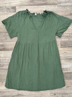 Old Navy Green Gauze Short Sleeve Dress Size Large A3